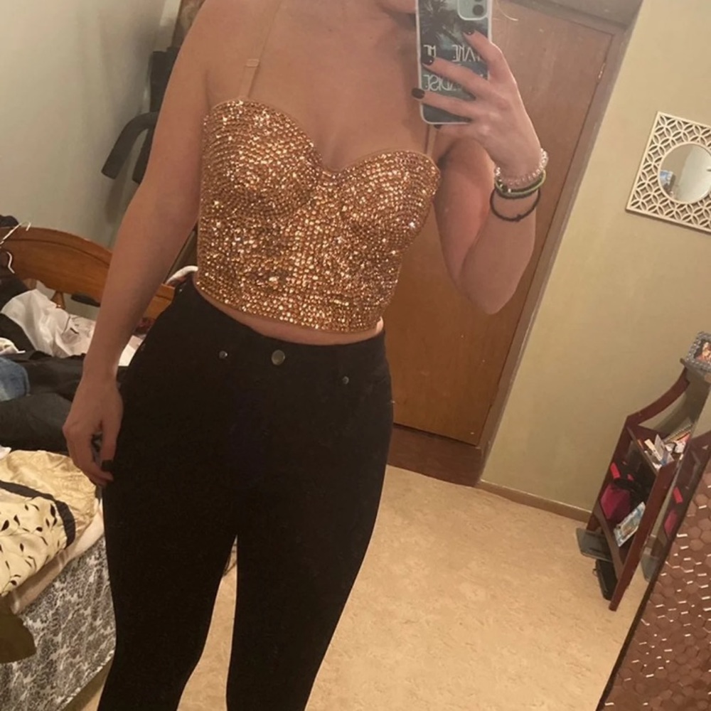 Rose gold sequin top
